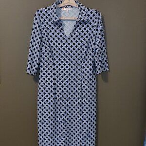 Jude Connally Black/White Geometric Collared Dress SIZE MEDIUM